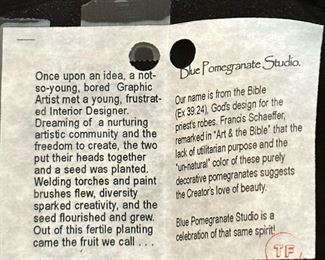 Blue Pomegranate Studio Glass Art with Stand