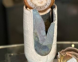 Signed Pottery Vase by HELENE