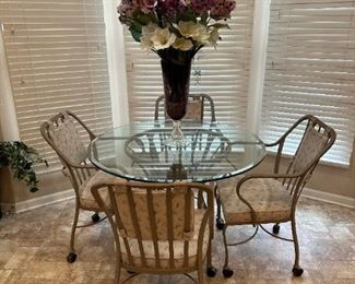 Contemporary Glass Topped Dinette Table Set