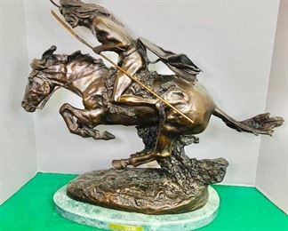 Fredic Remington Bronze Statue "Cheyenne" Native American on horseback  