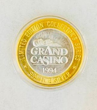  .9999 Silver 1994 Grand Casino token 