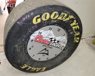 Authentic NASCAR tire, CoorsLight clock