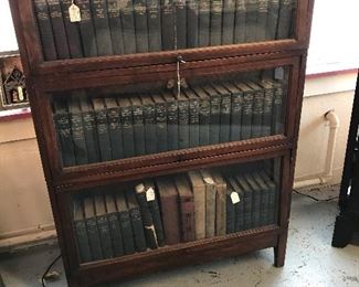 Macey Mission Style Barrister Bookcase.  Books are a full set (52) Harvard Classics