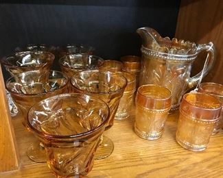 Great Amber glasses, and Vintage Pitcher and Glass set