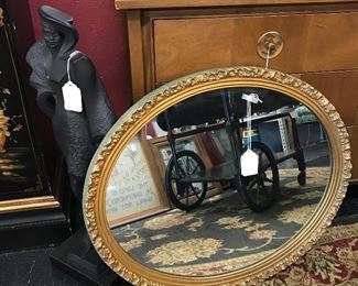 Oval Mirror with Gold Frame