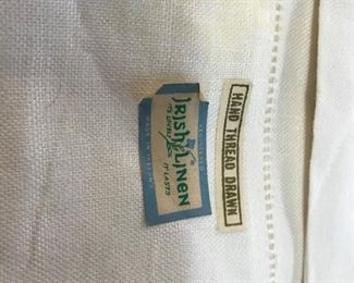 Pair of "Irish Linen" Pillowcases. Hand Thread Drawn Made in Ireland