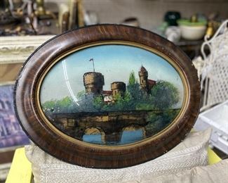 Vintage Reverse Painting On Glass 