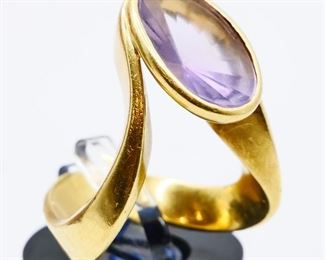 18k Gold & Faceted Amethyst Ring
