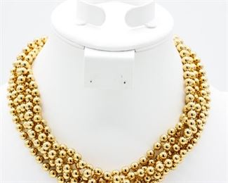 Givenchy Gold Tone Bead Multi-Strand Choker Necklace

