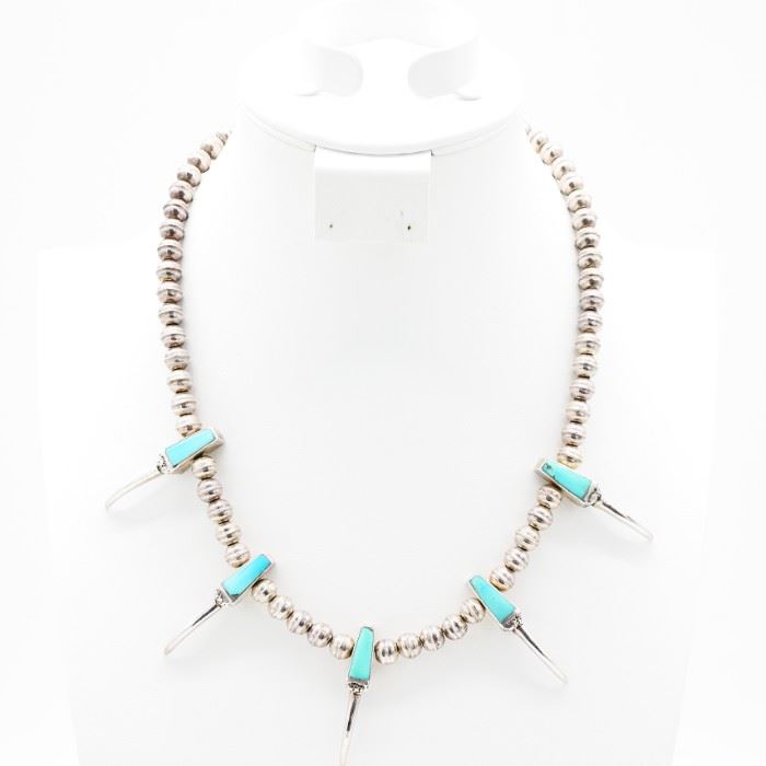 Sterling Silver Claw Beaded Necklace
