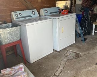 Older model washer and dryer, miscellaneous garage items