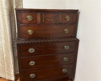 Antique mahogany high-boy dresser