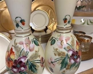 Antique had painted english vases