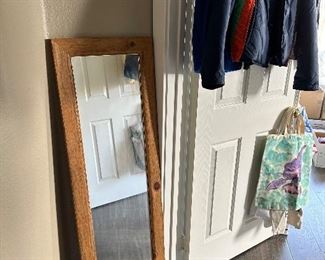 Wood mirror, clothes 