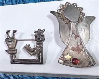 Vintage Sterling Silver Brooches