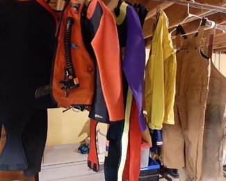 Scuba supplies, swimming supplies, carhart overalls