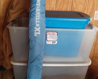 Sports brella xl is like a half tent that you put on the beach.   You can sit in out of the sun or place children in