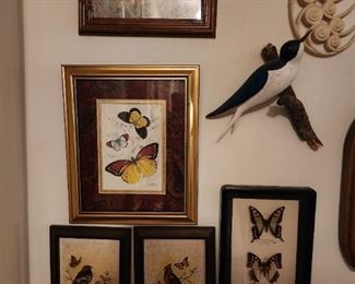 Butterfly and bird wall art