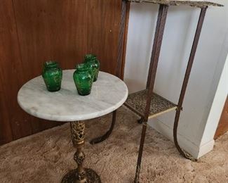 Marble and brass table and stand