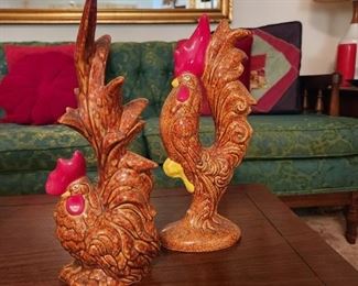 Vintage ceramic hen and rooster