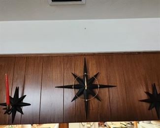 Starburst clock and wall sconces