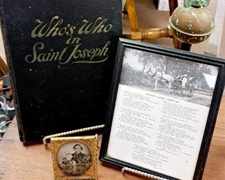 Vintage St. Joseph items. 1929 "Who's Who in St. Joseph" and framed "Lover's Lane, Saint Jo". Thank you again for attending our sales, we do appreciate it. Randy and Donna Klein and The Pen and Pencil Team