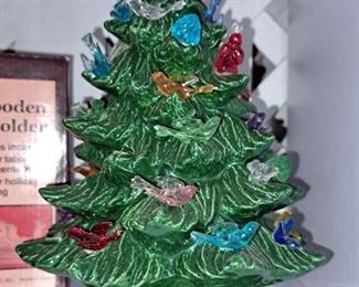 Lighted ceramic 12" Christmas tree.