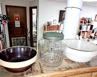 Vintage stoneware and counter jars