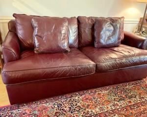Burgunday Leather Sleep Sofa