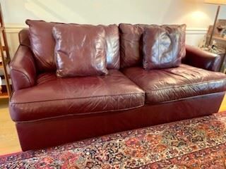 Burgunday Leather Sleep Sofa