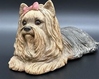 Yorkshire Terrier Sandicast Sculpture, Signed