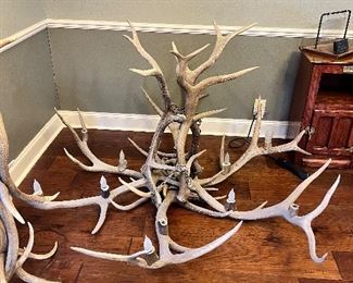 2 Beautiful Custom-Made Antler Chandeliers Stand 3' tall by 6' wide (12 light)