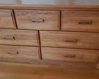 LEA Oak 5 pc bedroom set includes: Dresser 57"W x 18"D x 30.5"H , Wall Mount Mirror 27,5"W x 44"H, Chest Of Drawers 37"W x 18"D x 50.25"H, 1 Night Stand 20"W x 16"D x 22"H  & Twin Headboard with Frame 42"W x 10"D x 38"H  $795 for set    Mattress & Box Sold separately $100