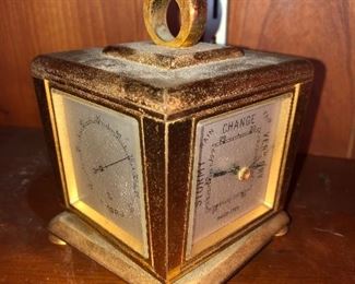 Side View Of 1953 Guardier Four Caster Alarm Clock That Forcasts Weather 15 Swiss Movement Quality Rare