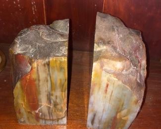 Gorgeous Colors Of These Petrified Wood Heavy Stone Pair Of Book Ends