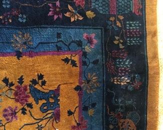 Close Up Corner View Of This Period 1929-1931 Chinese Floor Rug 12' x 14' Commissioned For The Fisher Mansion - Incrediable Colors & Borders