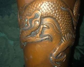 Rare Very Heavy Weighted Chinese Bronze 18th/19th Century Vase - 3 Clawed Dragon