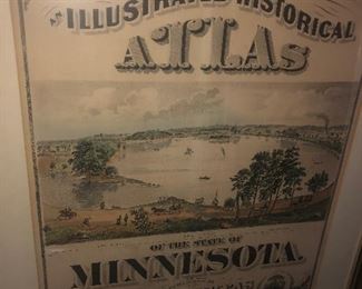 Full View Of This High Quality Antique Multi-Color Stone Lithograph Of The State Of Minnesota