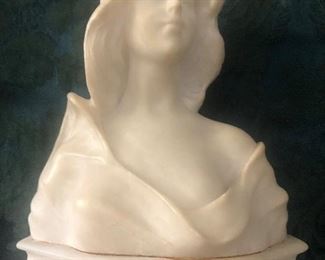 Full Direct Front View Of This Signed Italian Marble Carrara Art Deco Sculpture