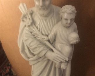 CLOSE UP VIEW OF GREEK OR ROMAN RELIGIOUS ANTIQUE MARBLE SCULPTURE 20" H NOT INCLUDING CEMENT PLATFORM WITH NO DAMAGE .