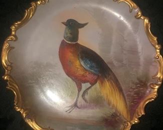 Museum Quality Antique Limoges France Hand Painted Porcelain Display Plate For Hanging With 24Kt Liquid Gold Rococo Trim With No Damage