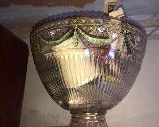 Rare Punchbowl, Platter, Cups & Ladel All Ornately Handpainted. All A Complete Original Family Set