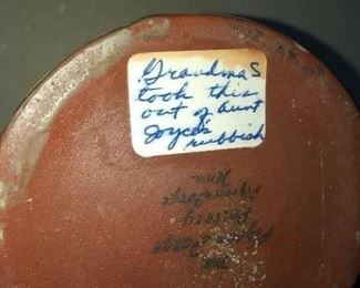 Antique Signed Pottery Christmas Coffee Cup - Very Heavy in Weight - Bottom Signature Of Coffee Cup