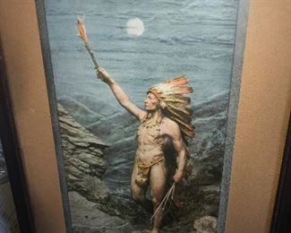 Close Up View Of Circa 1905 Rare Native American Woodward & Tiernan PTG Co. St. Louis Original Glass & Frame, Embossed 3 D