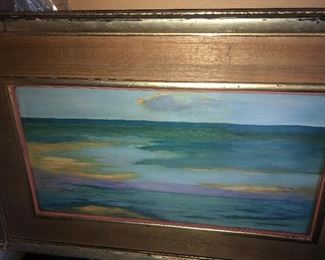 Close Up View Of American Victorian 19th Century Impressionism In Original Custom Gold Frame