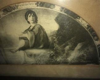 Original Signed Antique Print Purchased At JL Hudsons With Arts Department Written Name Label On Reverse