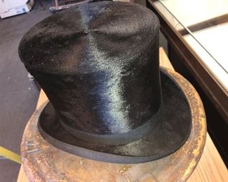 SIDE VIEW OF STOVE TOP RARE BEAVER HAT HERE IN DETROIT, MICHIGAN
