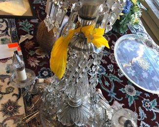 Close Up View Of This Period Crystal Chandelier Circa 1930 - Attributed To Pairpoint Glass Company - 3 Arms