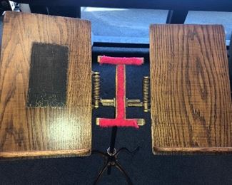 CLOSE UP VIEW OF AMERCIAN VICTORIAN OAK MUSIC/BOOK STAND