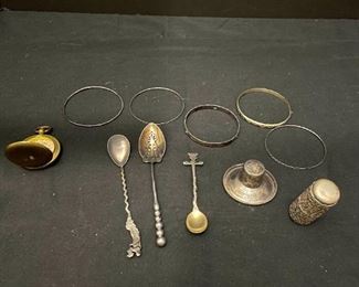 Assorted Sterling Silver Pieces And A US Comoass